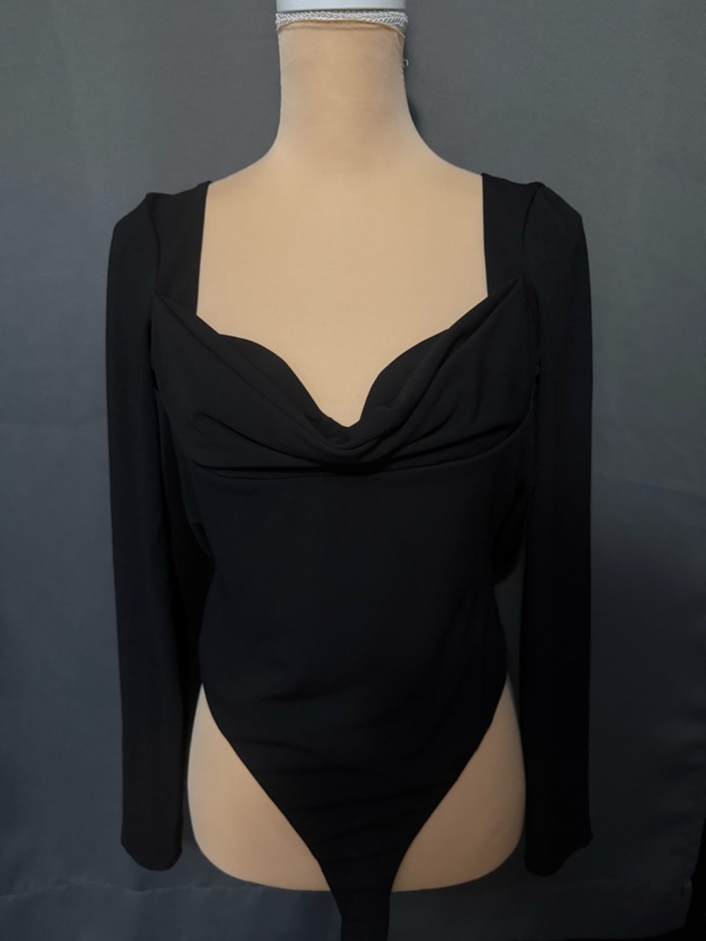 Zara Black Long-Sleeve Cowl Neck Bodysuit